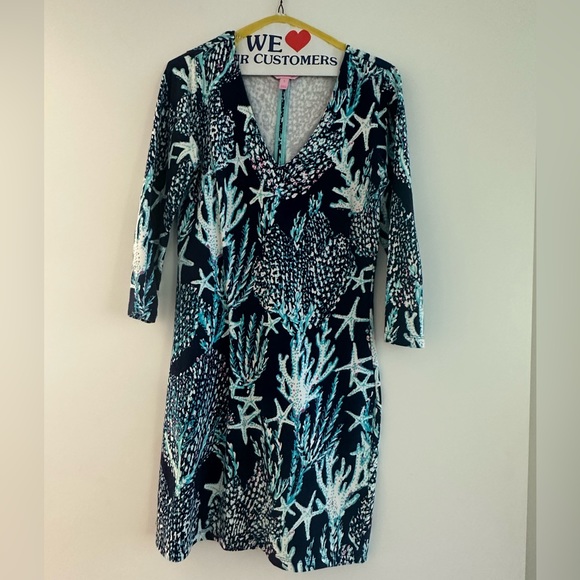Lilly Pulitzer Clark V Neck French Terry Good Reef Dress - Picture 2 of 4